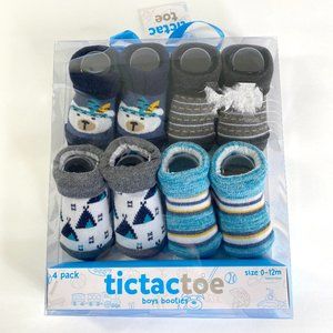 New Tic Tac Toe Infant Boys Bootie Socks 0-12 Months 4 pack